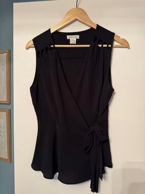 Monteau Black Sleeveless Wrap Tie Camisole